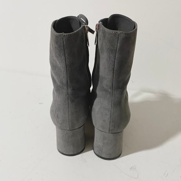 Gianvito Rossi Gray Suede Lace Up Boots Mackay Low Block Heel Ankle Zip sz 38 - Picture 7 of 13